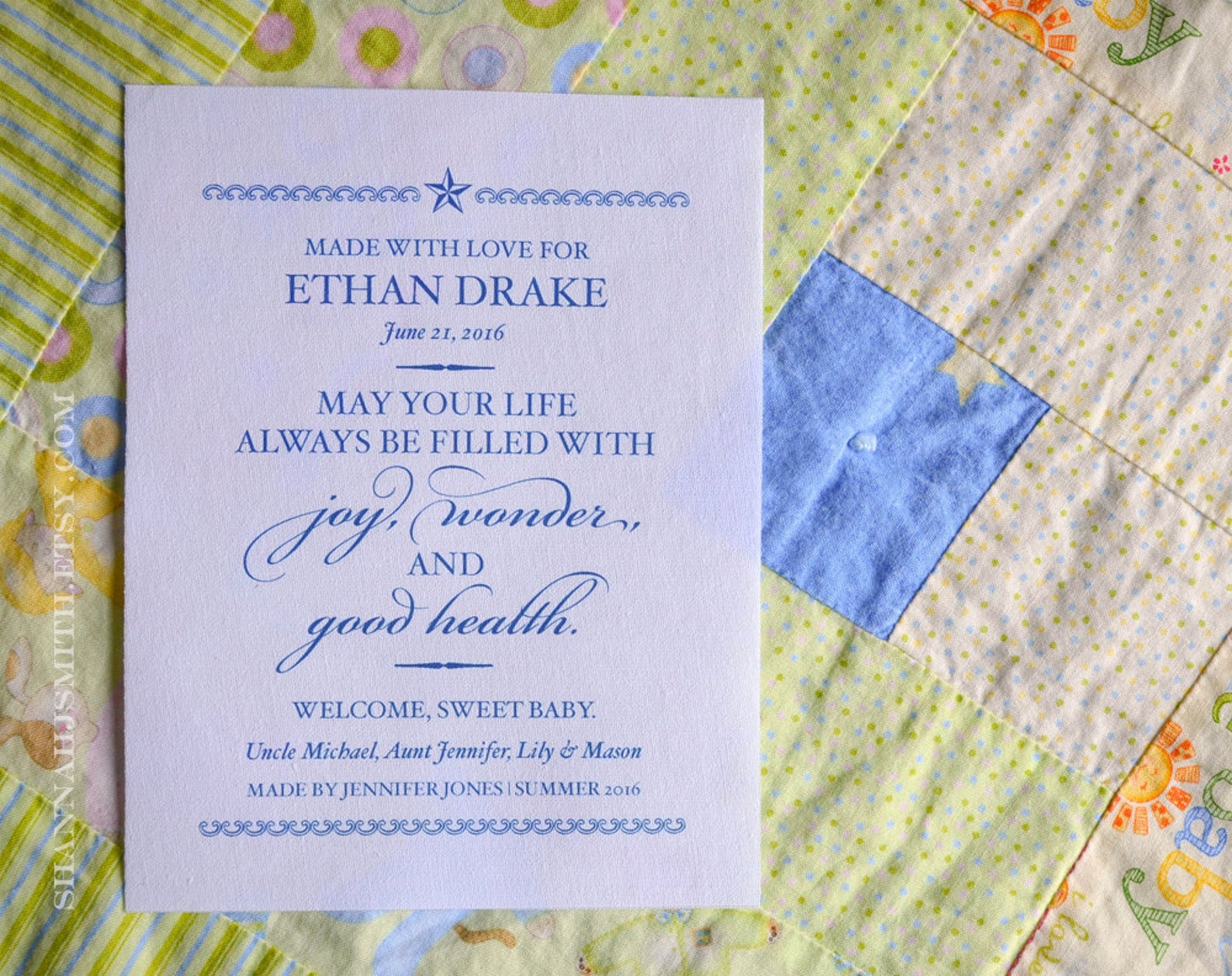 Personalized Baby Quilt Label Message to Baby Blanket Patch Etsy