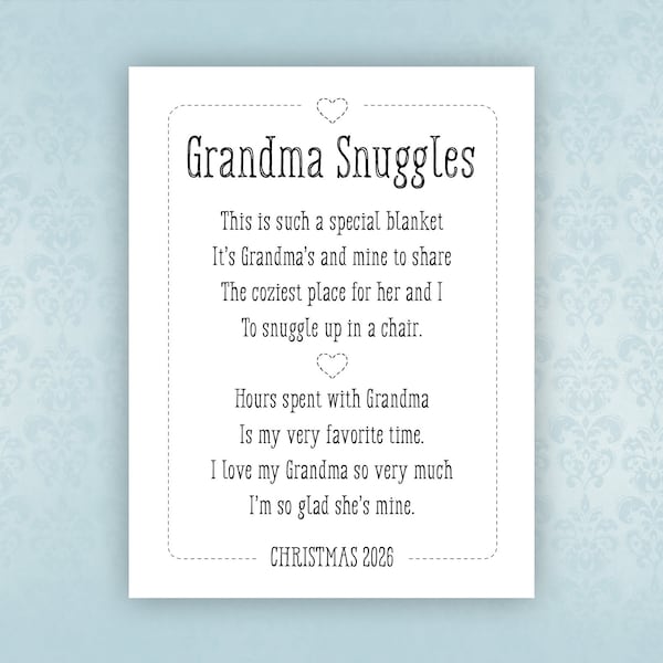 Grandma Snuggles Blanket Patch, Custom New Grandmother label, Nana, Grammy, Mimi, Gigi, Memaw Gift for new grandmother, Sew On, Iron On