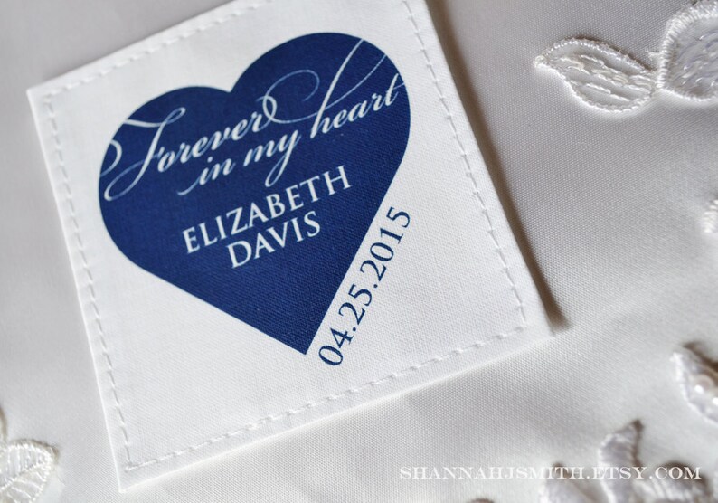 Something Blue Personalized Bridal Memorial Patch Forever In My Heart In Memory Patch Wedding Dress Label