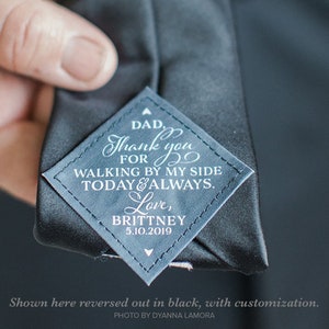 Father of the Bride Gift from Bride, Custom Tie Patch Wedding, Parent Wedding Gift for Dad, Father Daughter Wedding Gift, Iron On Sew on FOB image 8