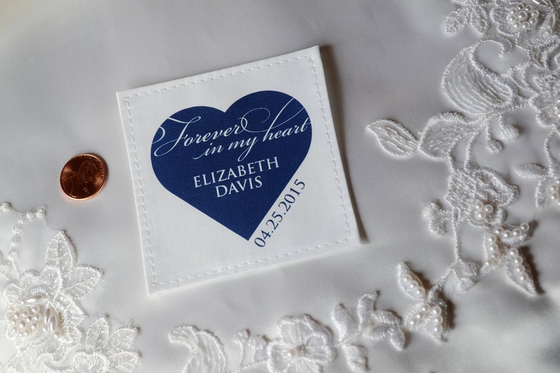 Something Blue Personalized Bridal Memorial Patch In Memory of Patch Wedding Dress Label Forever In My Heart Customize image 3