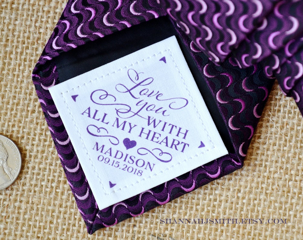 Personalized Tie Patch: Wedding Day Gift for Groom, Cotton Anniversary