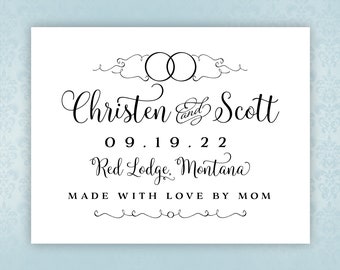 Personalized Wedding Quilt or Blanket Label | Double Wedding Ring Fabric Patch | Anniversary | Iron On | Sew On