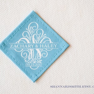 Etwas Blaues Hochzeitskleid Label: Personalisierter Baumwoll Monogramm Aufnäher