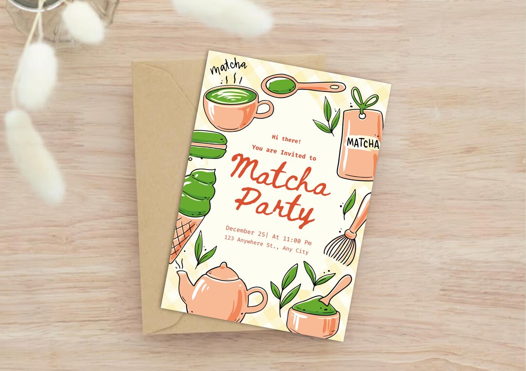 Matcha Party Invitation (editable Canva Template) - Etsy