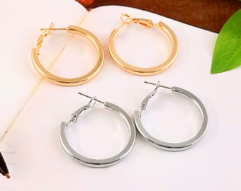 Aros de oro de 18 quilates, tamaño pequeño-grande, resistentes al agua.