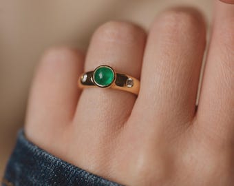Natuurlijke smaragdgroene ring, kostbare smaragdgroene edelsteensieraden, 925 sterlingzilveren diamanten ring cadeau voor haar, hoogwaardige stenen sieraden