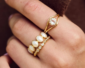 Anillo de perla victoriana de oro de 18 quilates, anillo de compromiso vintage con perla de agua dulce, joya nupcial, regalo de Navidad para ella, joya única.