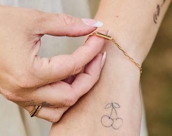Pulsera con nombre grabado – Chapada en oro de 14 quilates, joyería personalizada