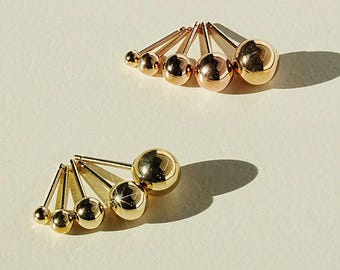 20g/18g/16g Implant Grade Titanium Gold Ball Threadless Push In Labret Stud Earring/Nose/Tragus/Cartilage/Conch/Forward Helix Studs/FlatBack