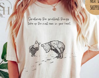 Camiseta con frase de Winnie the Pooh, camiseta de Piglet y Pooh con colores cómodos, camiseta estilo libro vintage, camiseta sentimental, camiseta minimalista con gráfico de Pooh.