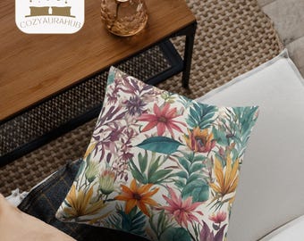 Sierkussenhoes met geborduurde bloemen, woondecoratie