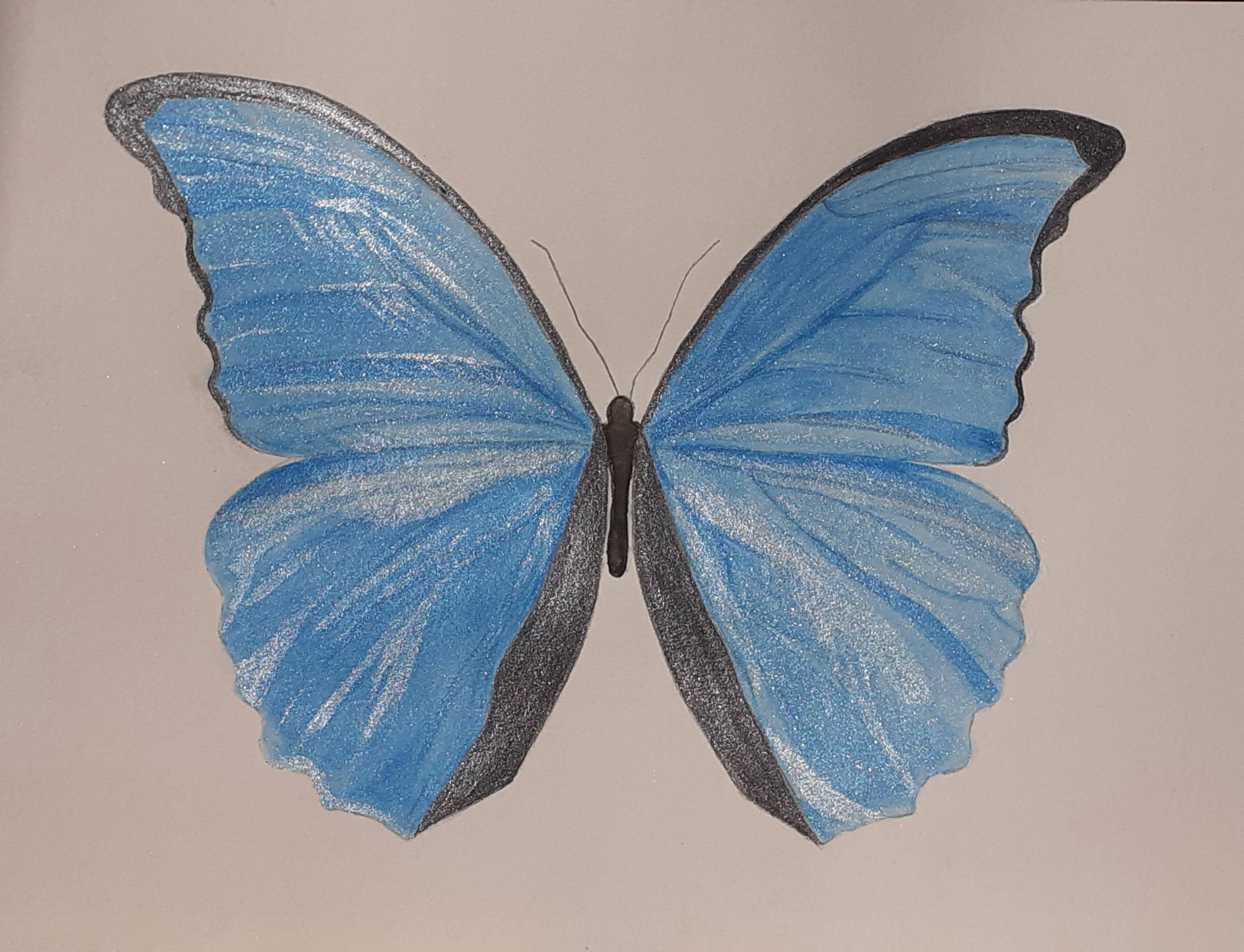 水彩画、モルフォ、青い蝶。 - Etsy 日本