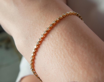 Pulsera de tenis de diamantes en oro de 14 quilates: delicada pulsera de boda
