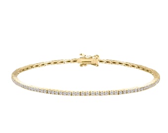 Delicada pulsera de tenis de diamantes en oro de 14 quilates: joyería fina minimalista