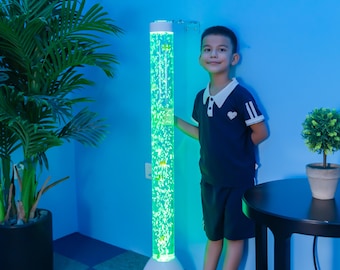 LED Sensory Bubble Tube - Color Changing Calming Lamp with Floating Fish