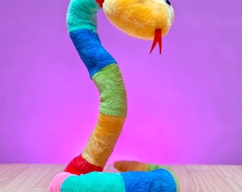 Poseable Plush Sensory Snake - Flexible Fidget Toy, 42 inch