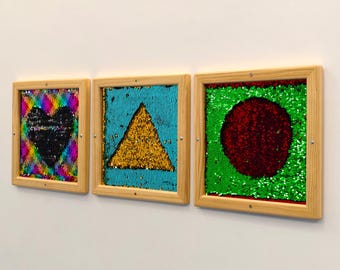 Reversible Sequin Sensory Wall Board Set – Calming Autism Decor