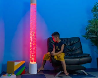 6FT Sensory Bubble Tube Lamp Tall LED Color Changing Floor Light for Calming Corner Autism ADHD Therapy Room Decor Kids Bedroom Gift