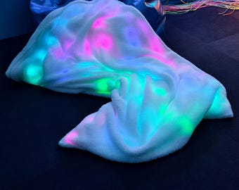 Glow in the Dark Blanket for Kids: Sensory Calming LED Plush Throw, Personalized Autism Gift
