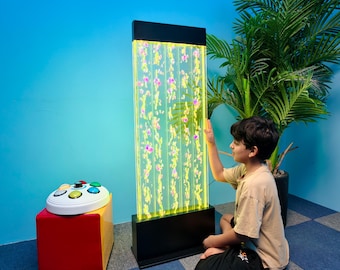 Large Sensory Bubble Wall LED Water Panel for Autism ADHD Calming Corner 47" Floor Standing Color Changing Light for Therapy Room Home Decor