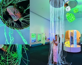 Sensory Fiber Optic Curtain Light - 27.6×94.5in Hanging LED Fiber Optic Chandelier for Sensory Rooms, Autism Therapy, Calming Decor