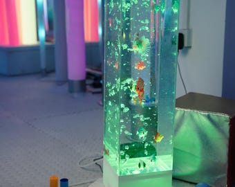 Sensory Bubble Fish Lamp - 32" LED Color Changing Water Column for Calming Rooms