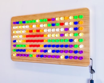 Giant Light Up Peg Board Wall - 24x48 Sensory Room Decor - Montessori Wooden Toy - Autism Therapy LED Activity Board - Fine Motor Skills