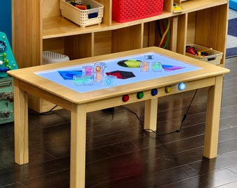 Rainbow Sensory Light Table for Kids – LED Wooden Activity Table, Montessori Learning & Color Play