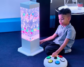 Sensory Bubble Fish Lamp - 32" LED Color Changing Water Column for Calming Rooms