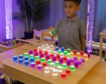 Sensory PEG Wall – Light-Up Peg Board with 64 Colorful Acrylic Pegs | Wall-Mount LED Sensory Panel for Kids, Therapy Rooms & Classrooms