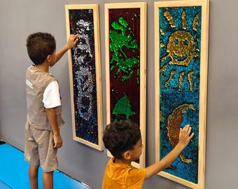Sequin Sensory Wall Art, Montessori Busy Board, Calming Corner Decor