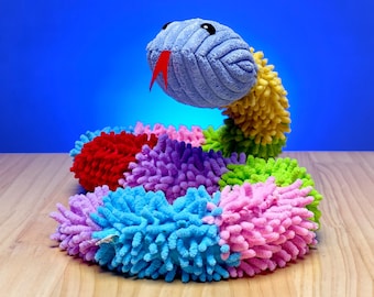 Flexible Sensory Snake Plush – 42” Bendable Fidget Toy for Kids, Autism, ADHD & OT Therapy, Textured Fabric Gift (Long-Haired)