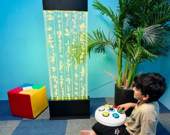 Large Sensory Bubble Wall LED Water Panel for Autism ADHD Calming Corner 47" Floor Standing Color Changing Light for Therapy Room Home Decor