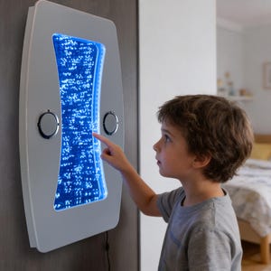 Sensory Bubble Wall Lamp Bluetooth Speaker, 7-Color LED Water Panel, Autism Calming Nursery Decor, Snoezelen Room Therapy Light, Kids Gift