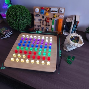 Sensory PEG Wall – Light-Up Peg Board with 64 Colorful Acrylic Pegs | Wall-Mount LED Sensory Panel for Kids, Therapy Rooms & Classrooms image 4