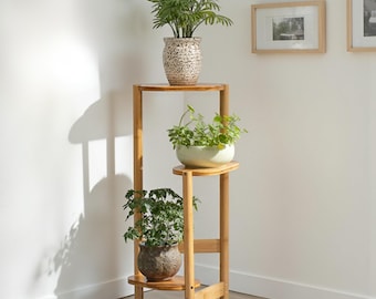 Bamboo Corner Plant Stand: 3-Tier Indoor/Outdoor Flower Pot Rack