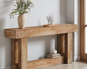 Farmhouse Console Table: Narrow Wooden Sofa Table with 2-Tier Shelf