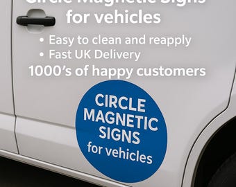 Custom Personalised Circle Magnetic Van Signs – Car Advertising Magnets for Business Promotion, Removable & Weatherproof