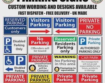 Señal de estacionamiento personalizada: Reservado, Propiedad privada, No estacionar - Aluminio o PVC