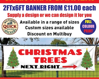 Banner de árboles de Navidad vendidos aquí: Letrero de PVC impreso personalizado