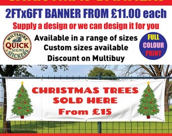 Banner de árboles de Navidad personalizado: Letrero impreso de PVC, publicidad para tiendas navideñas