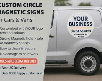 Letreros magnéticos circulares personalizados para furgonetas (juego de 2): Publicidad personalizada para coches