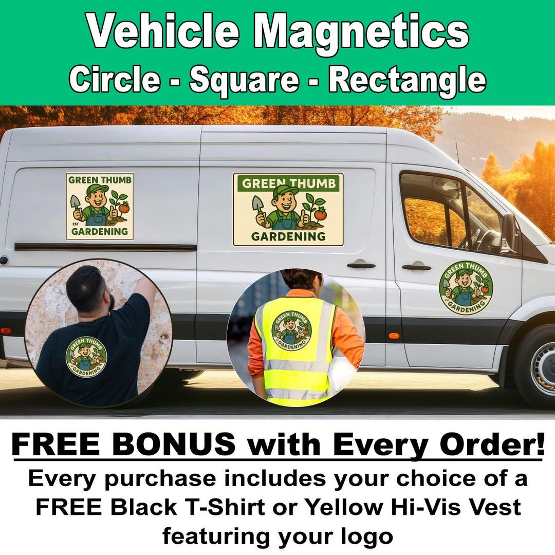 Custom Personalised Rectangle Magnetic Van Signs – Car Advertising ...