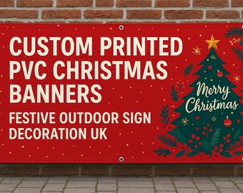Pancarta navideña impresa personalizada: Letrero navideño de vinilo PVC resistente