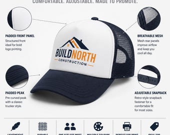 Custom Printed Trucker Caps, Custom Logo Mesh Snapback for Business Workwear