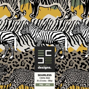 Safari Print Seamless Pattern, Zebra, Leopard, Tiger Pattern, Animal Print, African Print, Digital Download - #63