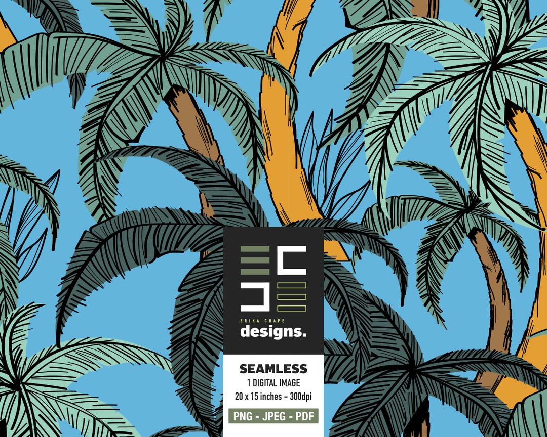 Tropical Palm Leaf Seamless Pattern: Beach Design Digital Download ...