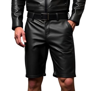 Handmade Real Leather Biker Shorts: Men&#39;s Punk Streetwear