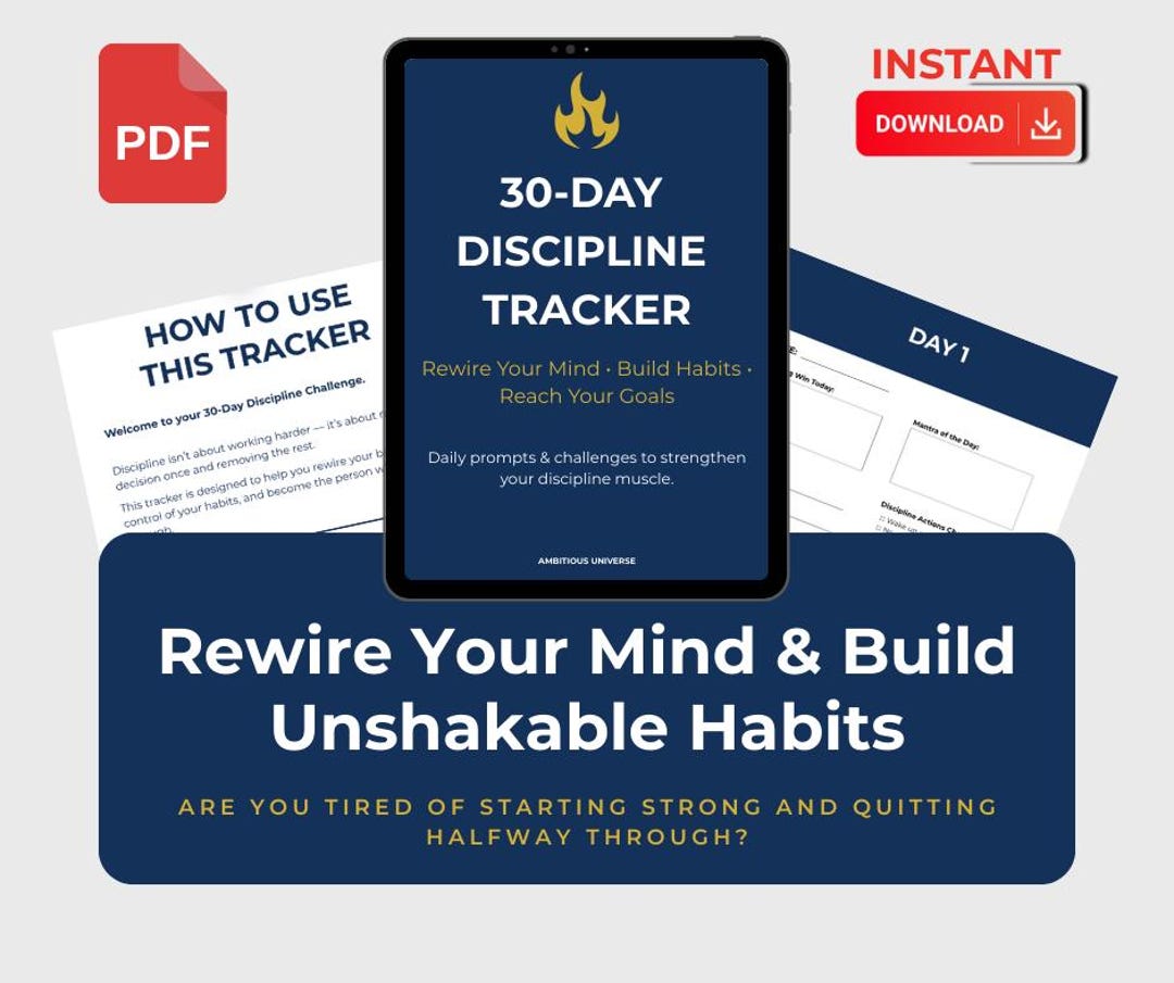 30-day Discipline Tracker - Etsy Australia